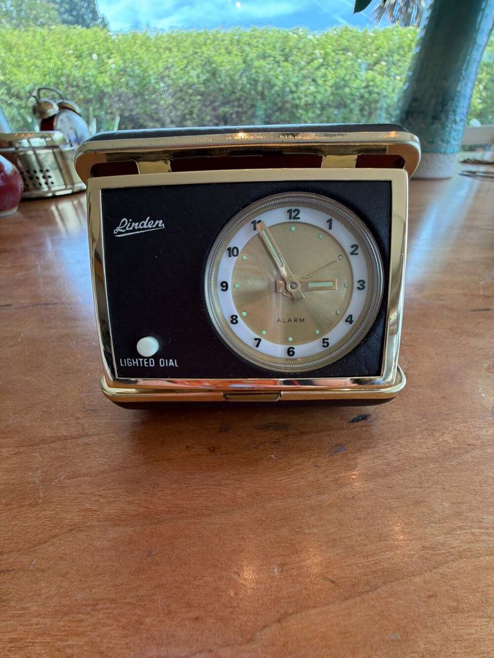 Vintage‎ Linden Folding Travel Alarm Clock with Lighted Dial